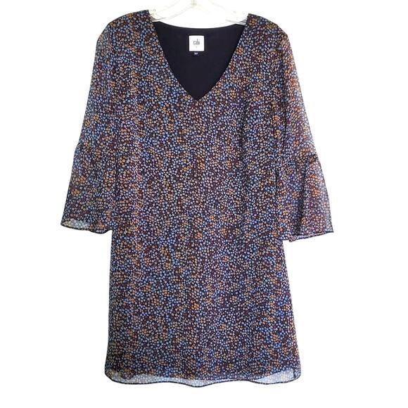 CABI Multicolor Floral Poise Shift Tunic Dress Oversized V-Neck Flare Sleeves S - Picture 1 of 8